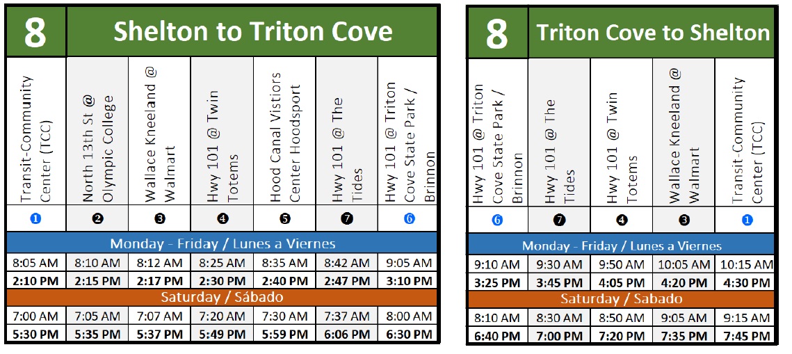 route 8 bus schedule